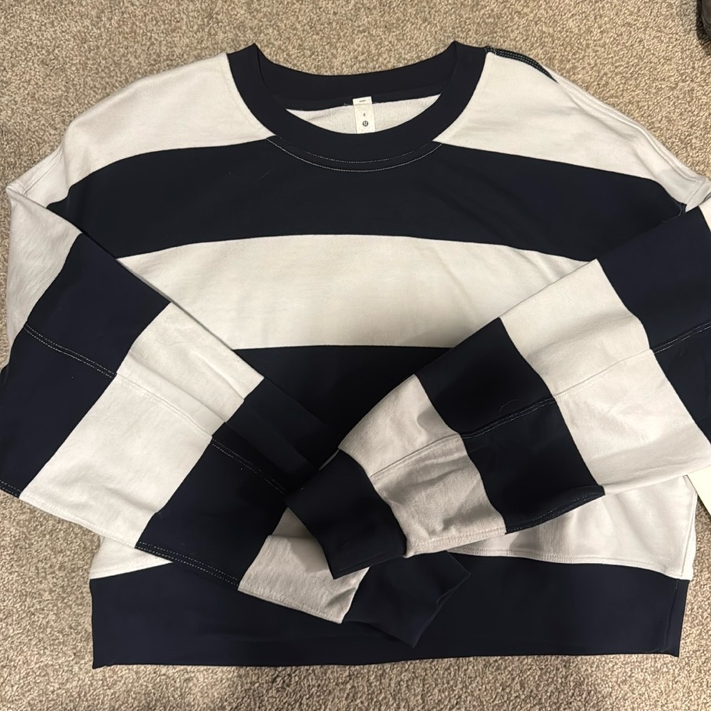 Lulu cropped crew striped sweatshirt